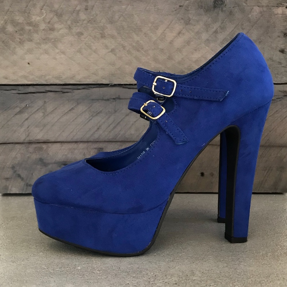 Blue Fabric Heels